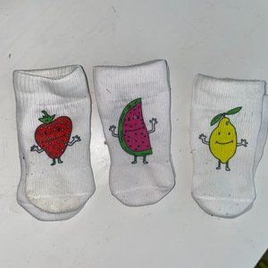 Squid Socks Fruit 3 Pack Size 6-12 Months